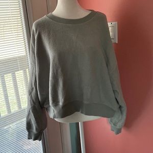 aerie light green cropped ribbed sweatshirt